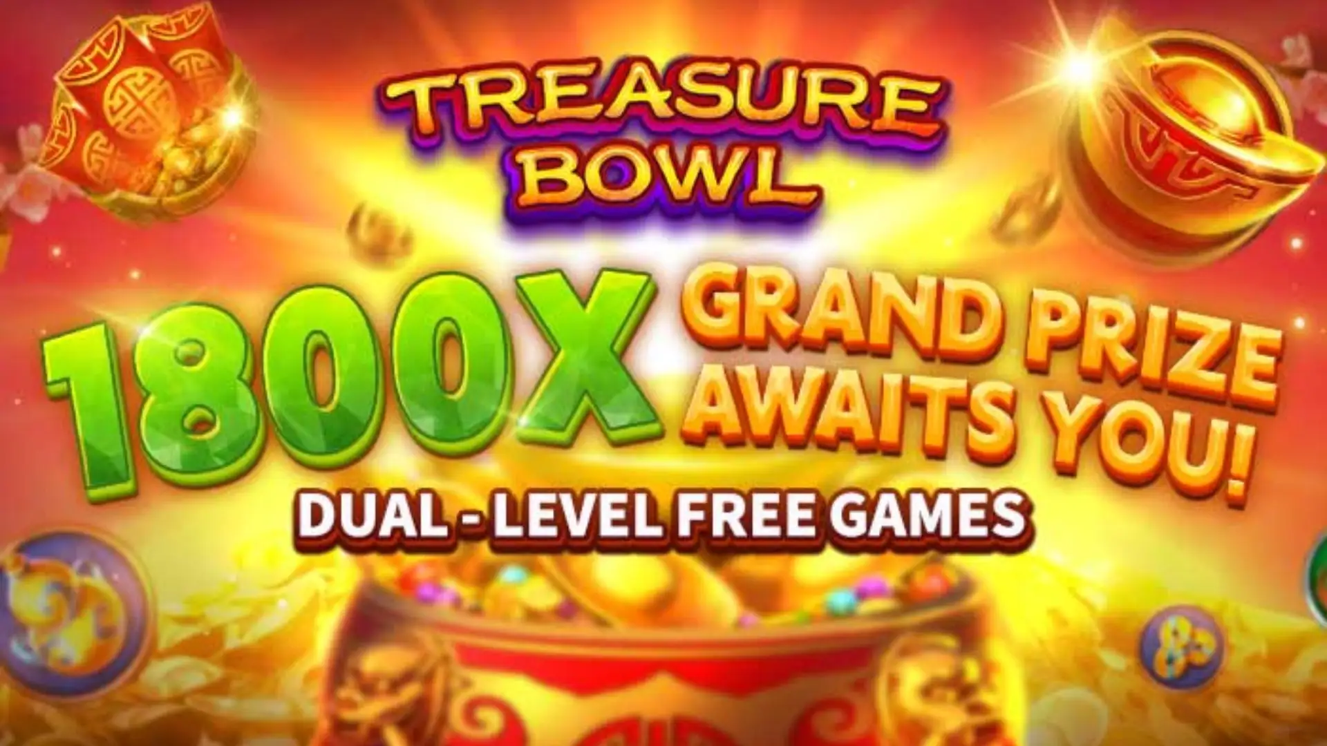 Multiplicadores Treasure Bowl 007game - 7777x Máximo com Tigela Dourada